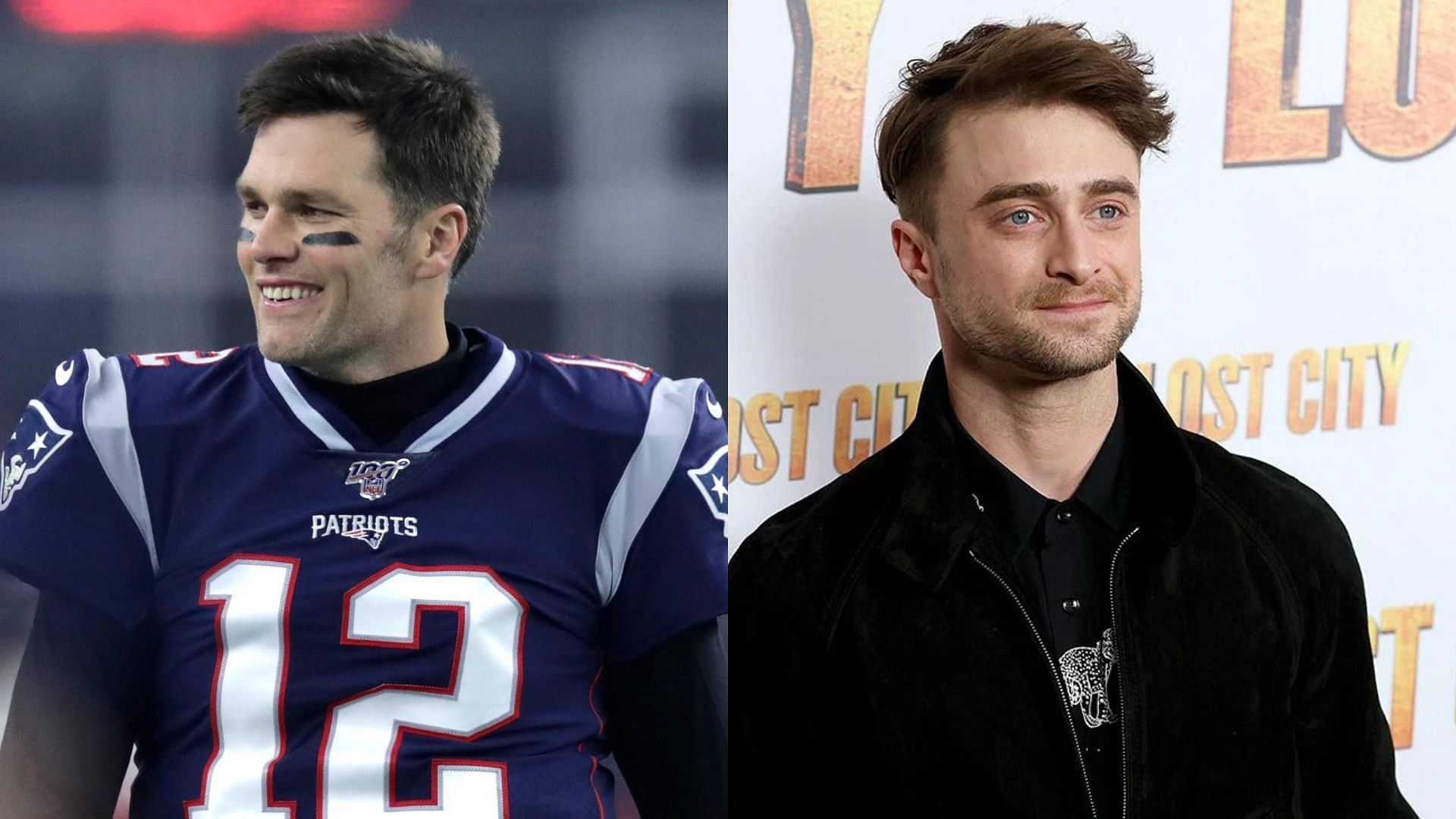 Former Patriots star Tom Brady (l) and actor Daniel Radcliffe (r)