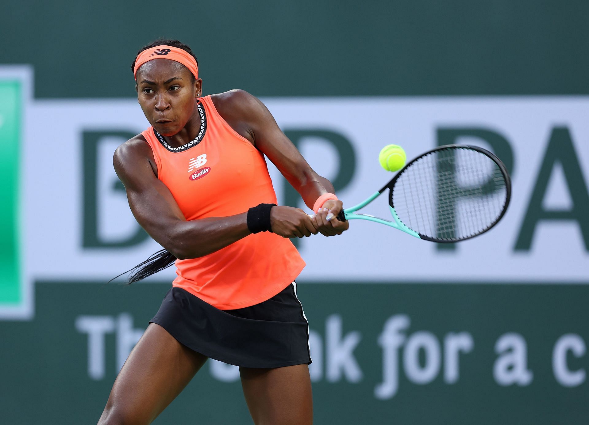 Coco Gauff competes during Indian Wells 2023.