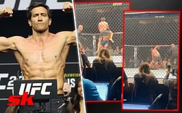 WATCH: Jake Gyllenhaal brutally knocks out the middleweight champion in 'Road House' filming at UFC 285