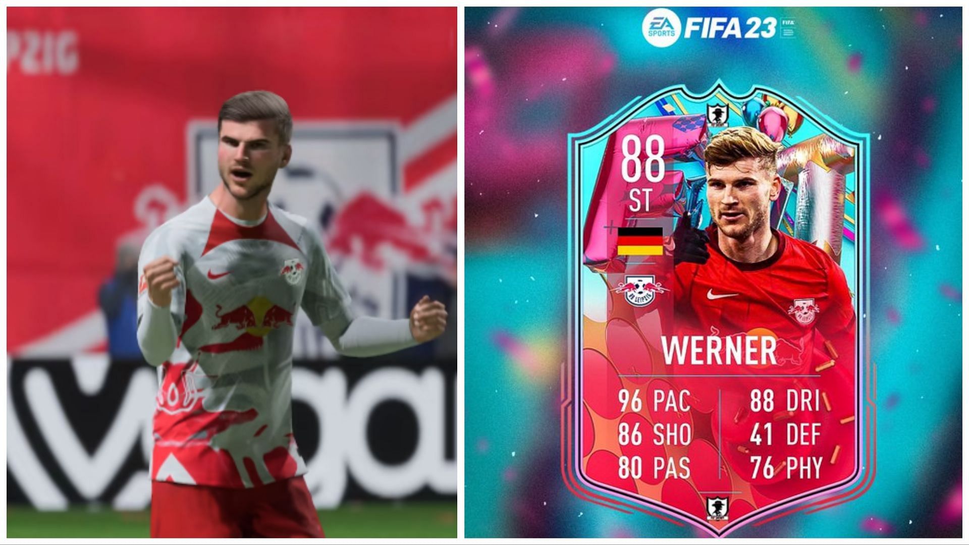 FUT Birthday Werner has been leaked (Images via EA Sports and Twitter/FUT Sheriff)
