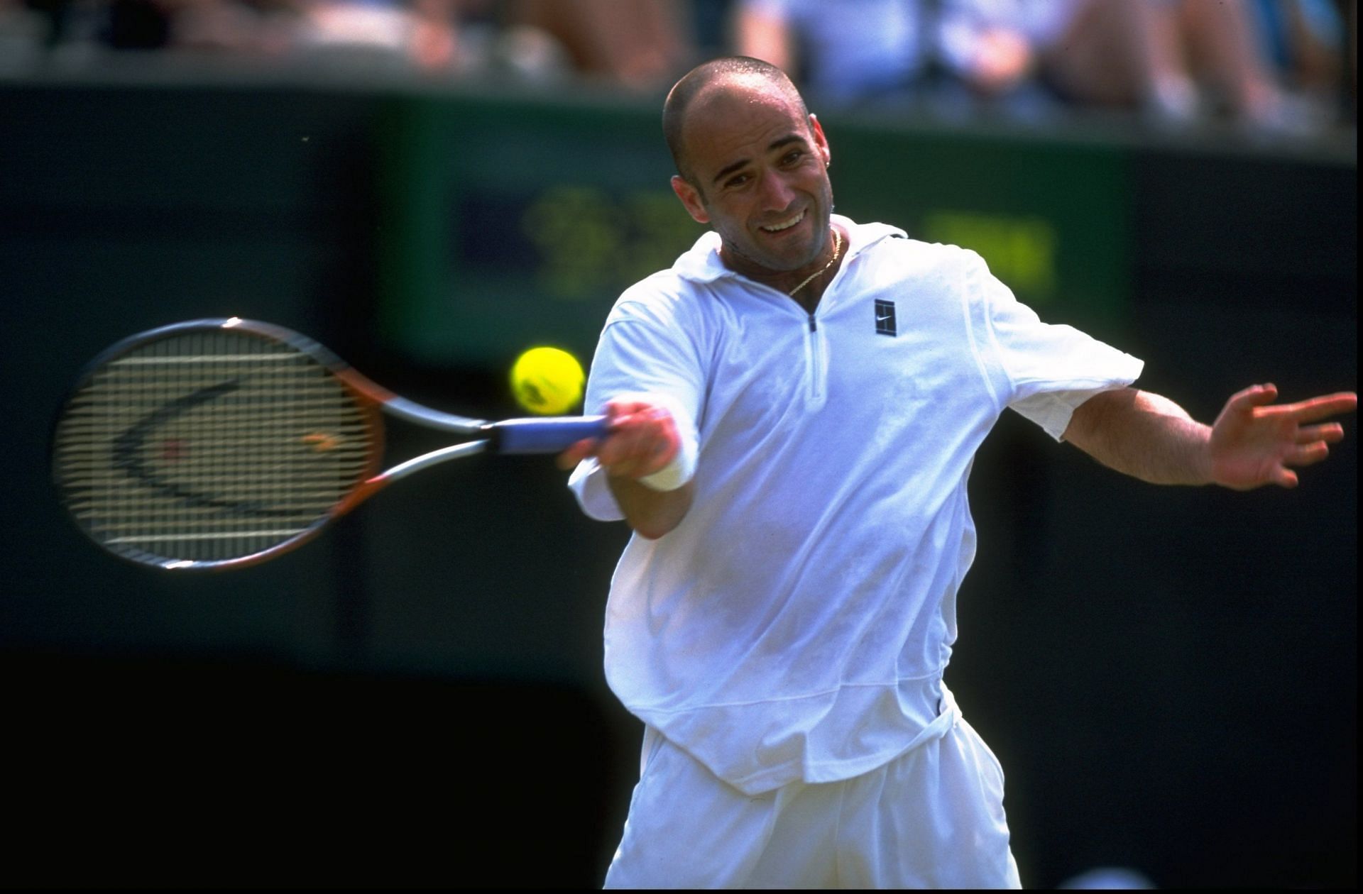 Andre Agassi in action at the 1999 Wimbledon