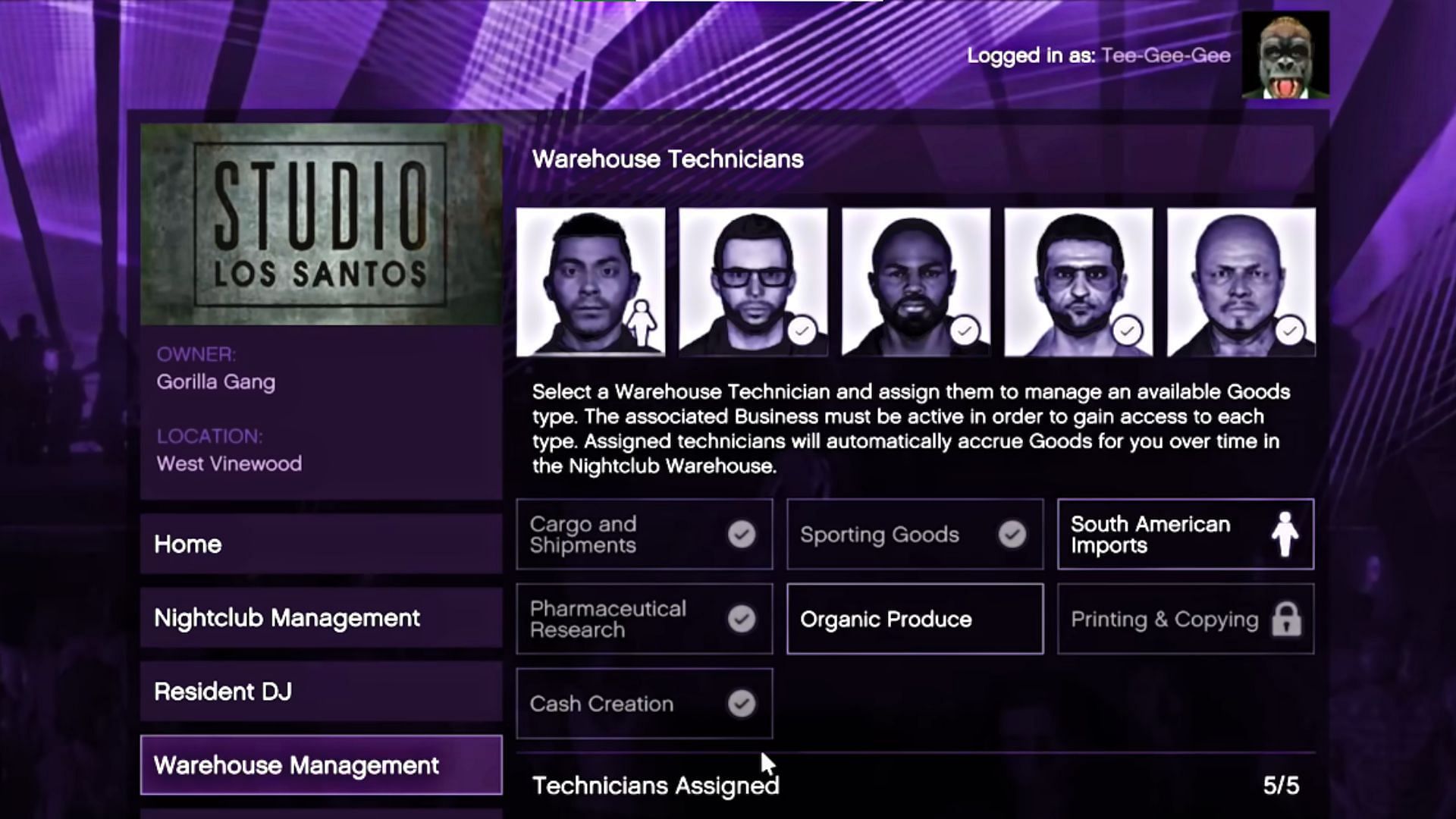 Warehouse Technician selection screen (Image via YouTube @TGG)