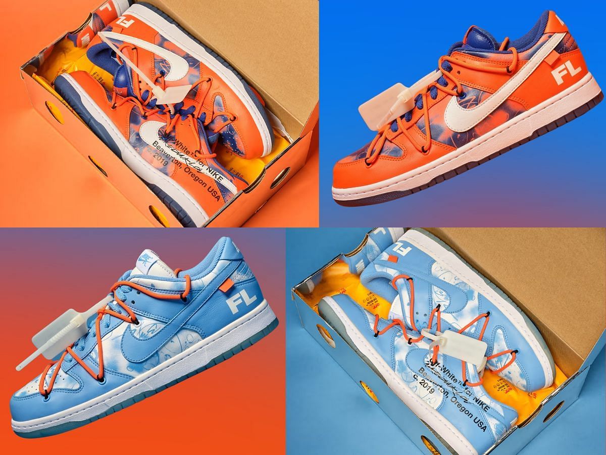 Off-White x Futura x Nike Dunk Low auction news offend eager sneaker buyers online (Image via Sportskeeda)