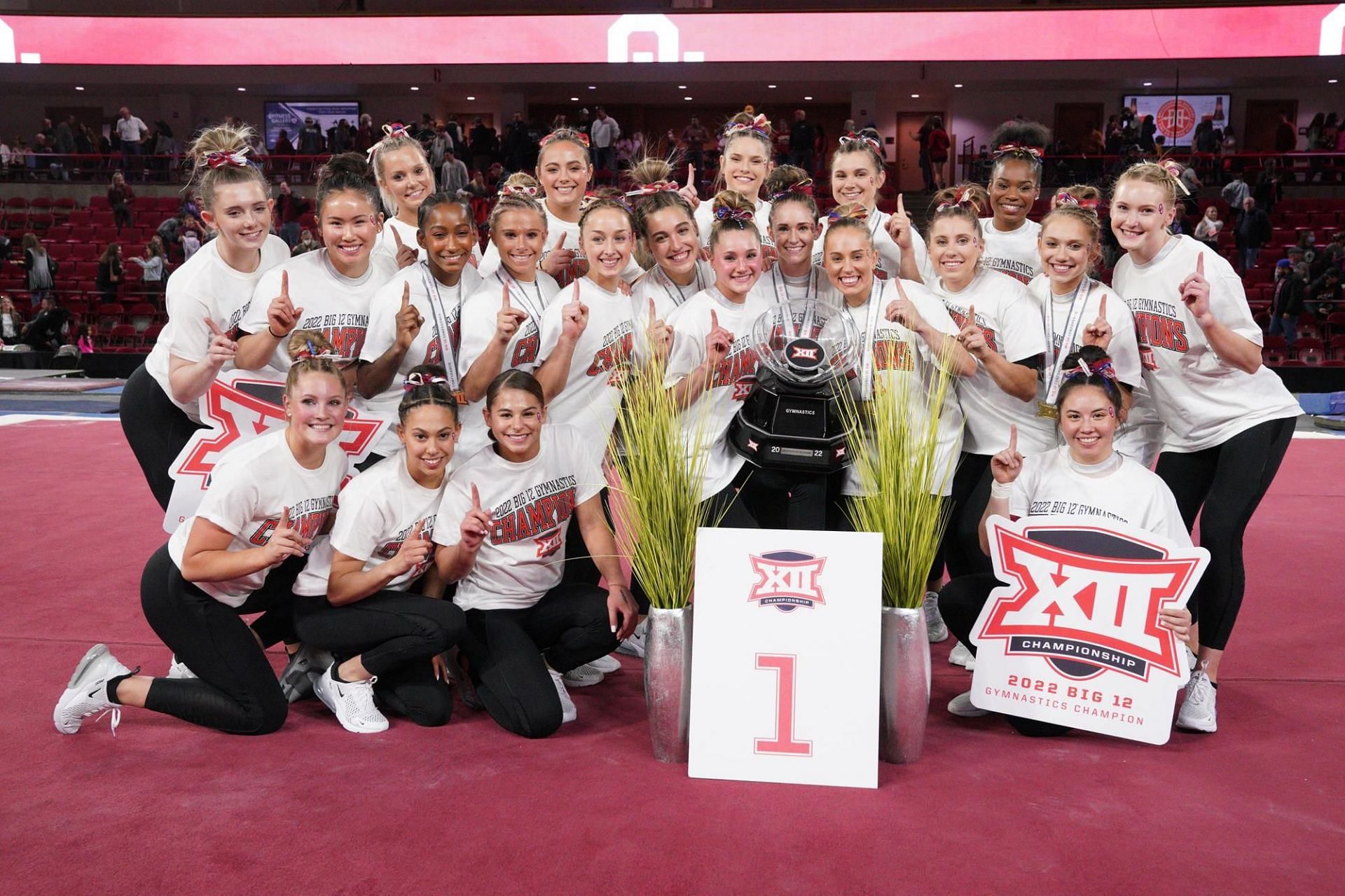 Team Oklahoma after winning the 2022 Big 12 Gymnastics Championships (Image via Big 12 Conference)