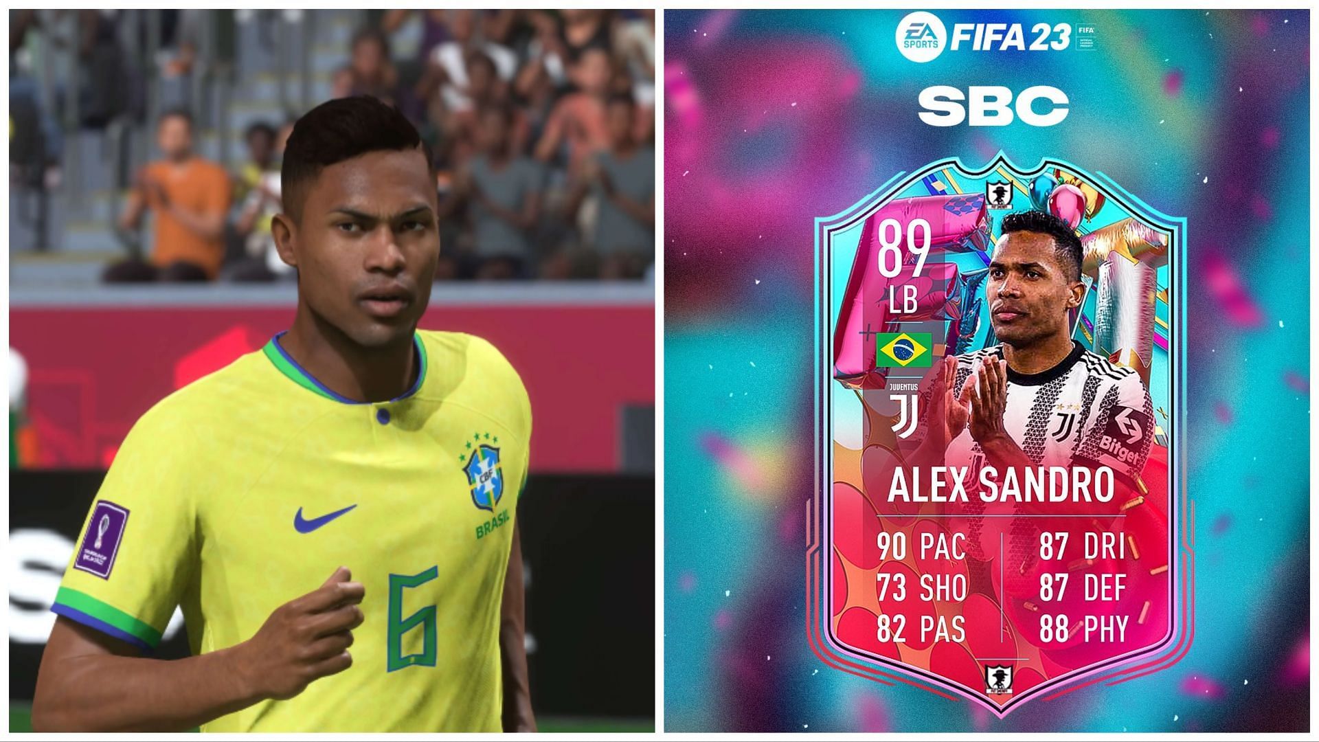 FUT Birthday Alex Sandro has been leaked (Images via EA Sports and Twitter/FUT Sheriff)