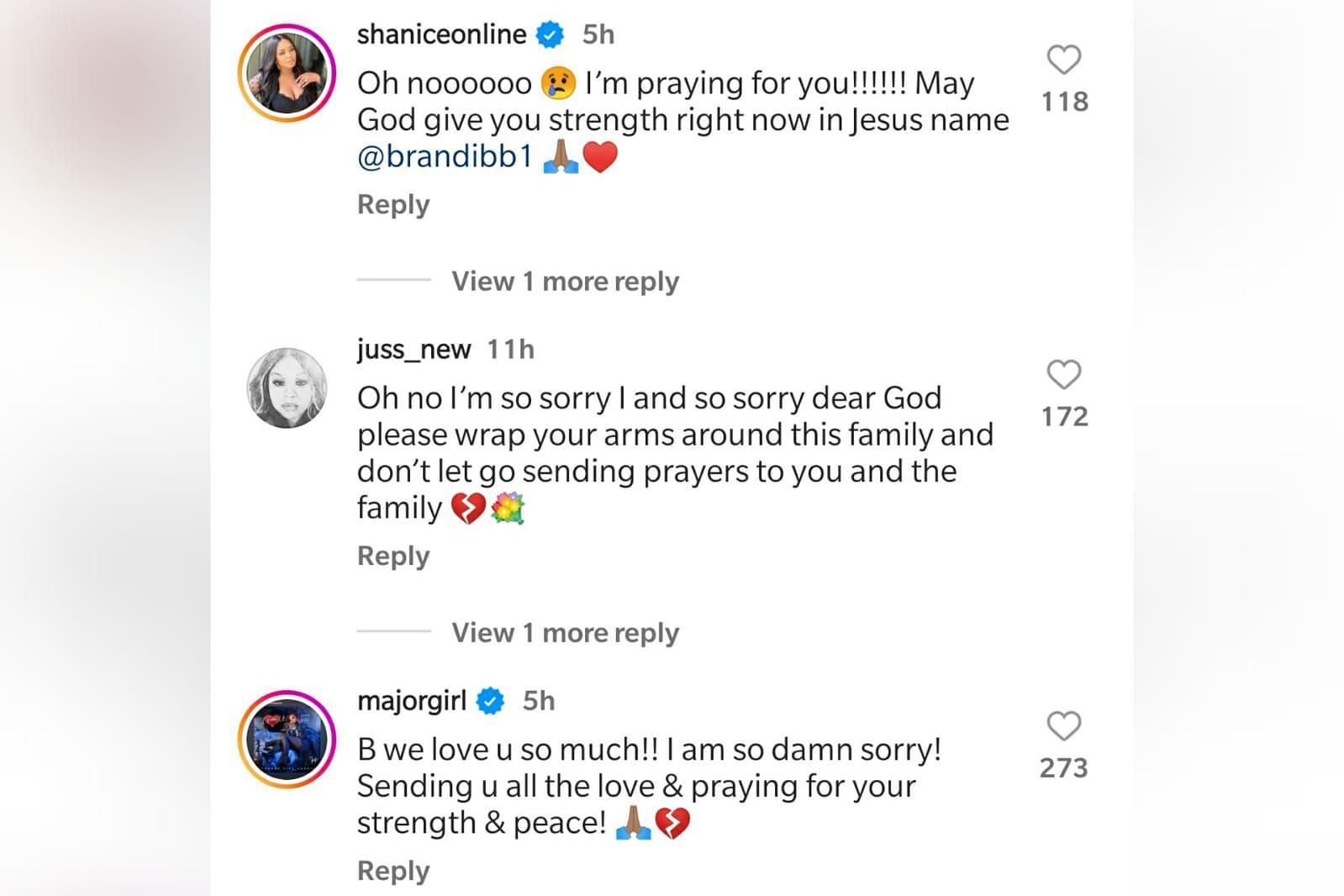 Social media users&#039; messages to Brandi Boyd (Image via Instagram/@brandibb1)