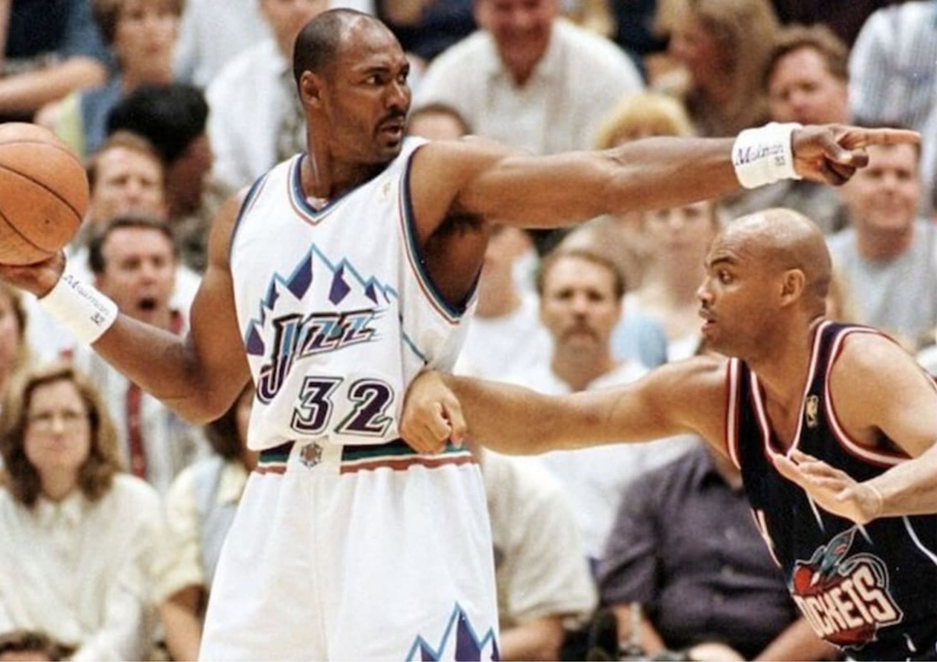 Karl Malone and Charles Barkley rank first and second in most technical fouls in NBA history. [photo: Basketball Network]