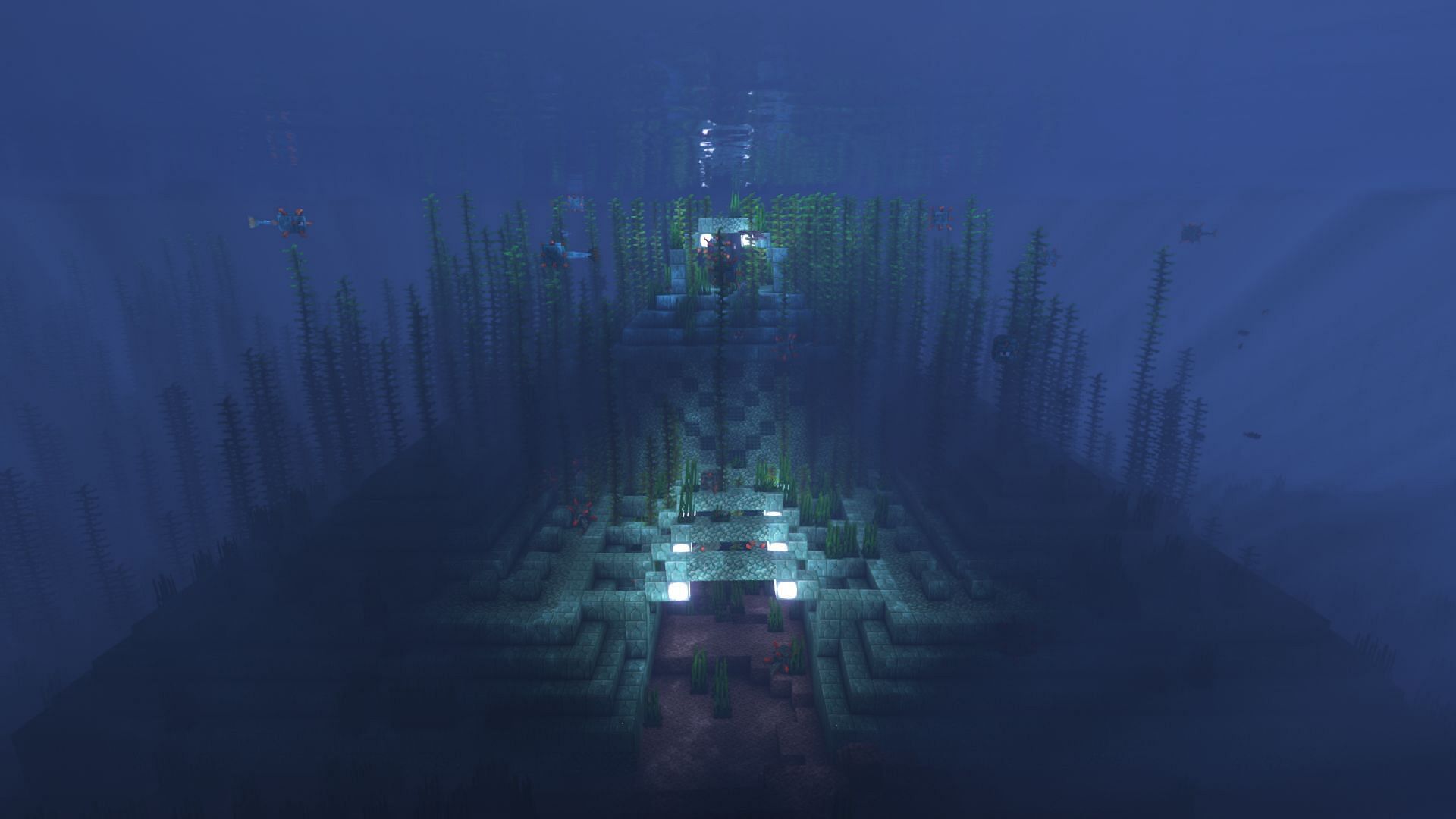 A rare Overworld structure, the ocean monument (Image via Mojang)