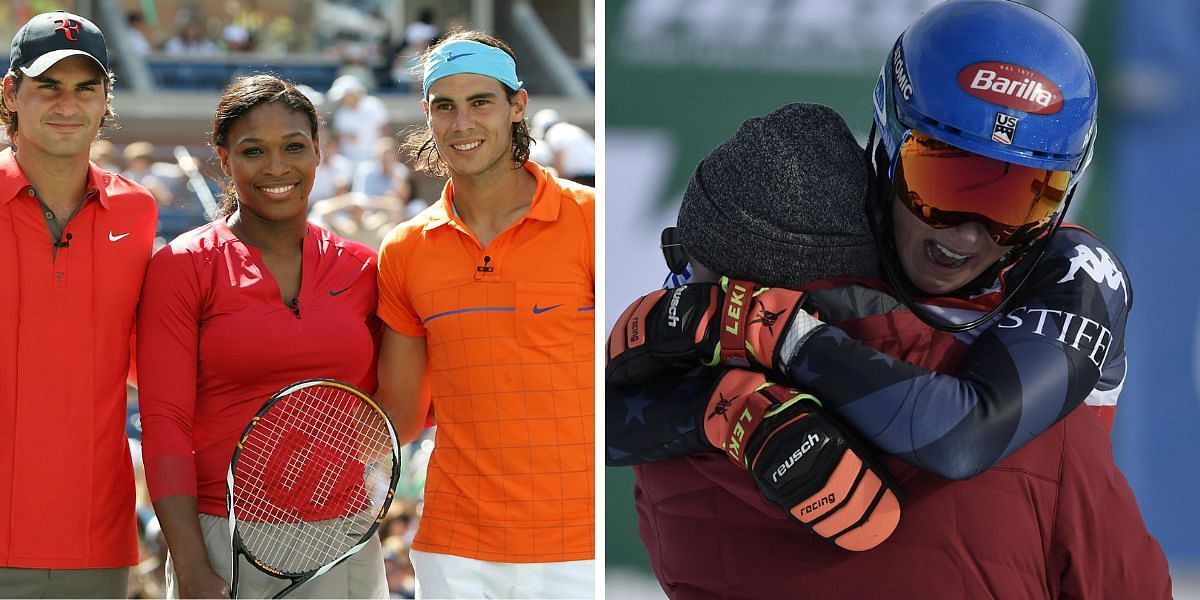 Nadal, Serena Williams and Federer (L), Mikaela Shiffrin (R)