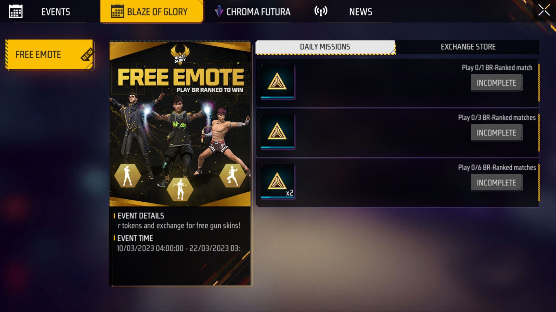 The Daily Missions are the source to get Gold Winter Token in Free Fire MAX (Image via Garena)