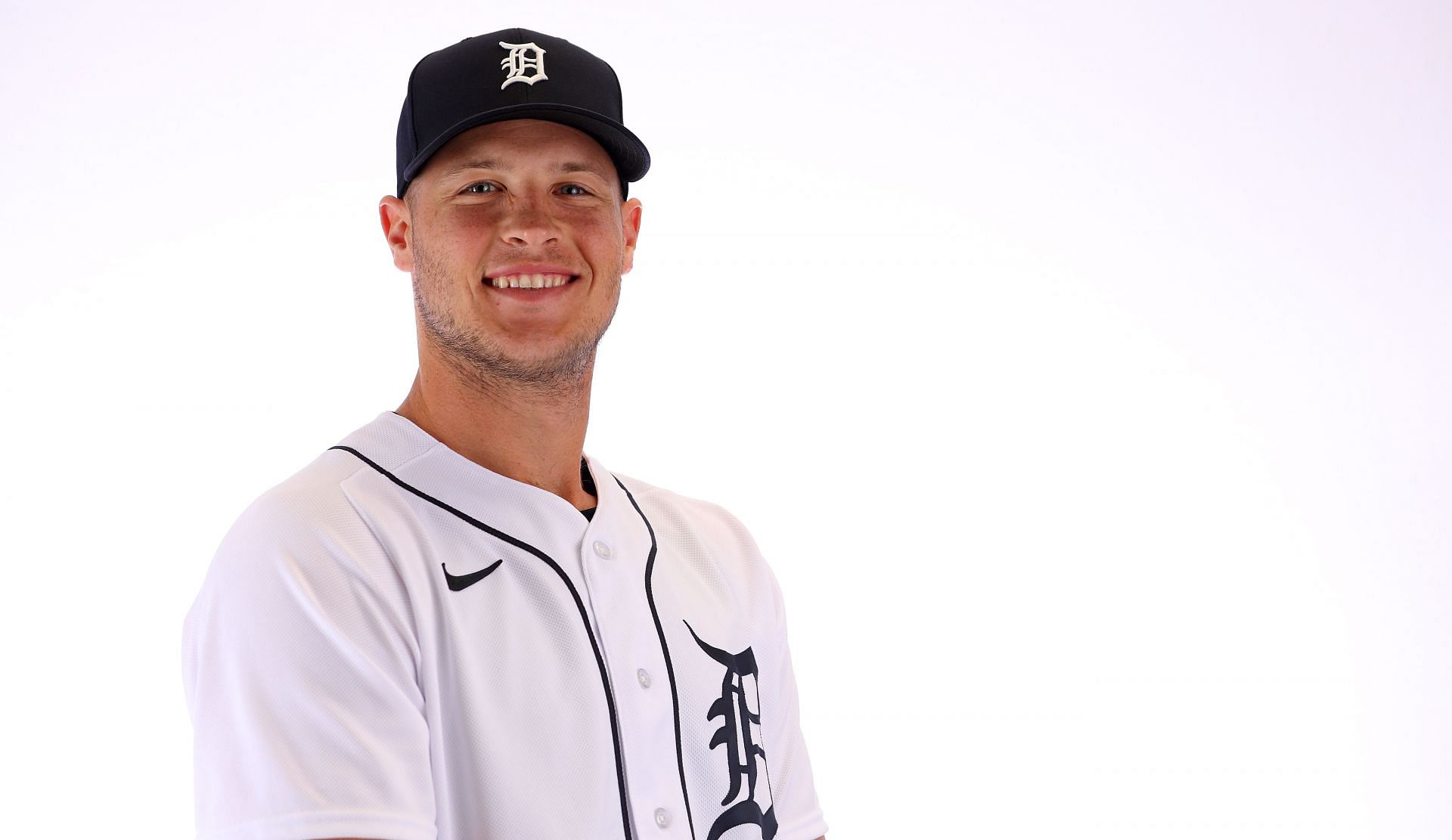 Matt Manning #25 of the Detroit Tigers poses for a portrait during media day