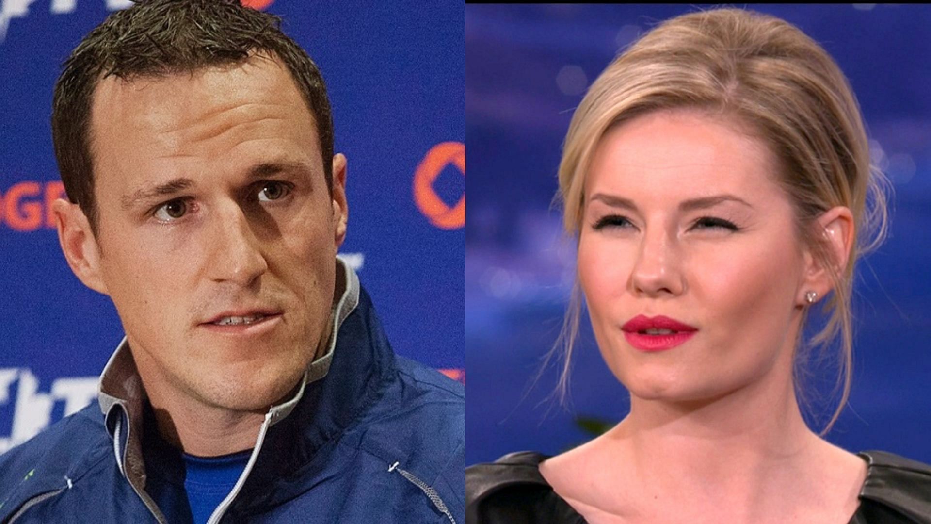 Dion Phaneuf (left) and Elisha Cuthbert (right)