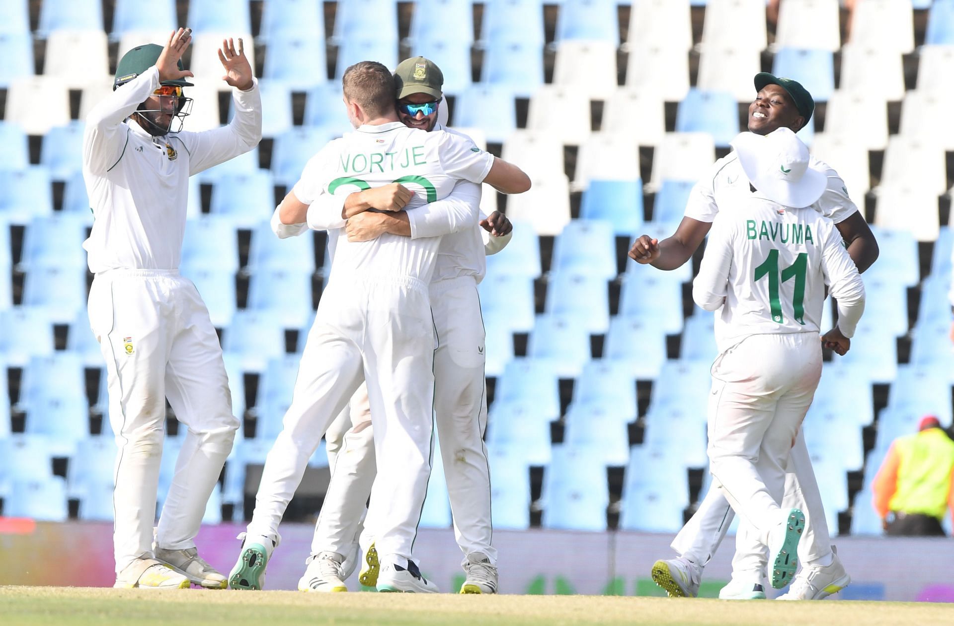 South Africa players celebrates a wicket. (Pic: Getty Images)