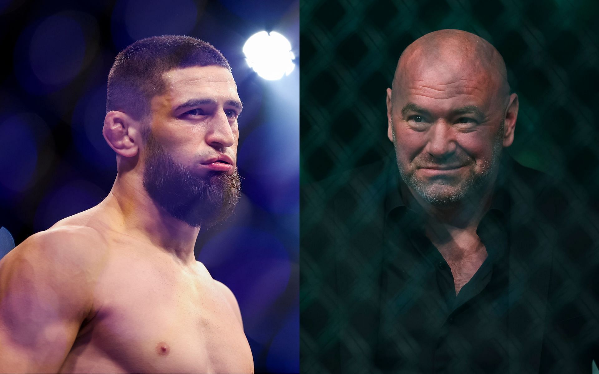 Khamzat Chimaev (left) Dana White (right)