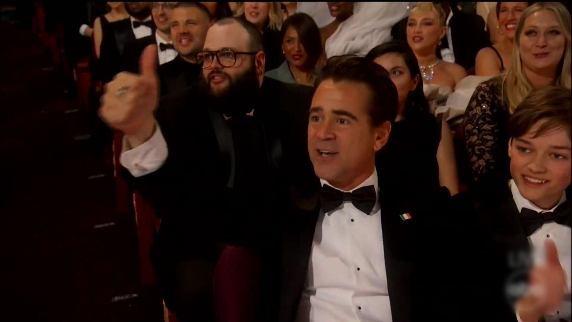 Colin Farrell sending a Thumbs-up to James Martin (image via Twitter/@nowthisnews)