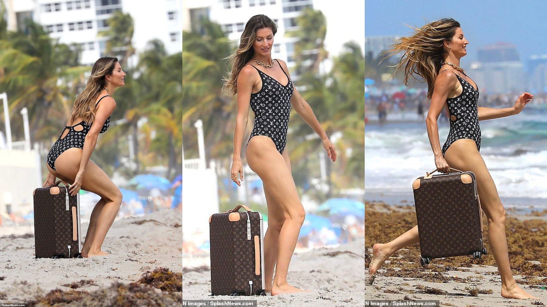 Gisele Bundchen in a Louis Vuitton Swimsuit in Miami 03/23/2023