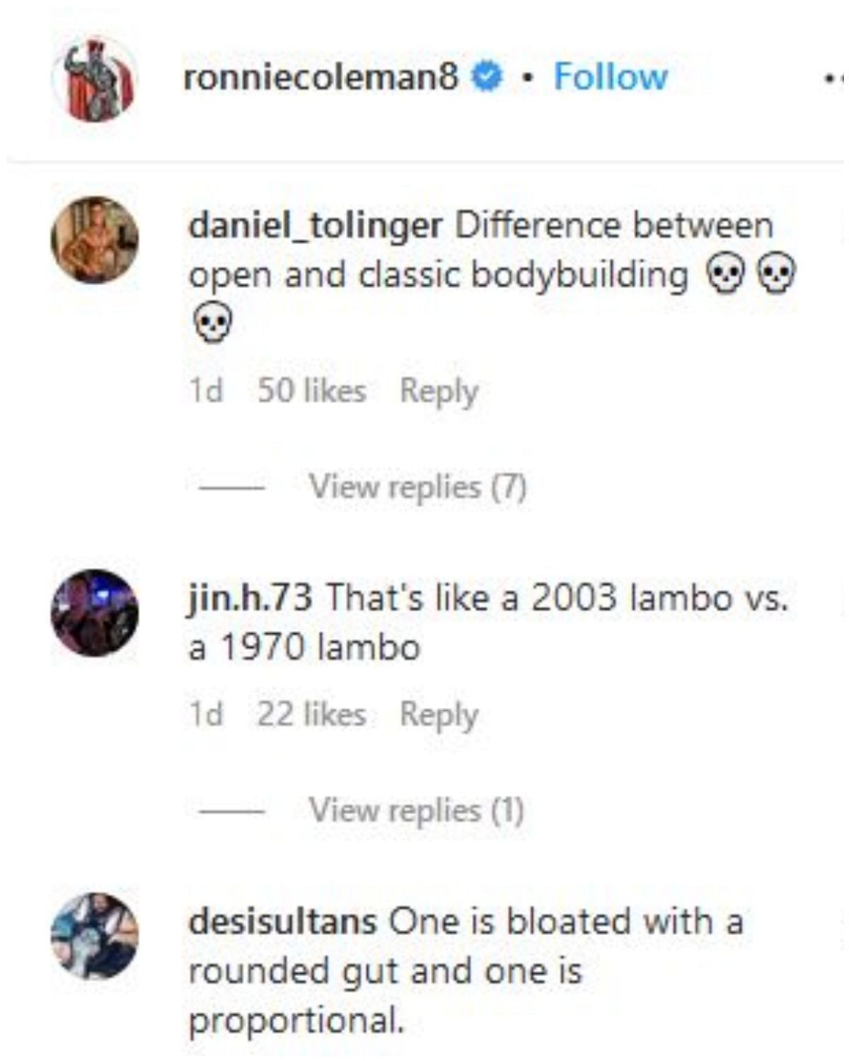 Screengrab of Coleman&#039;s Instagram comment section