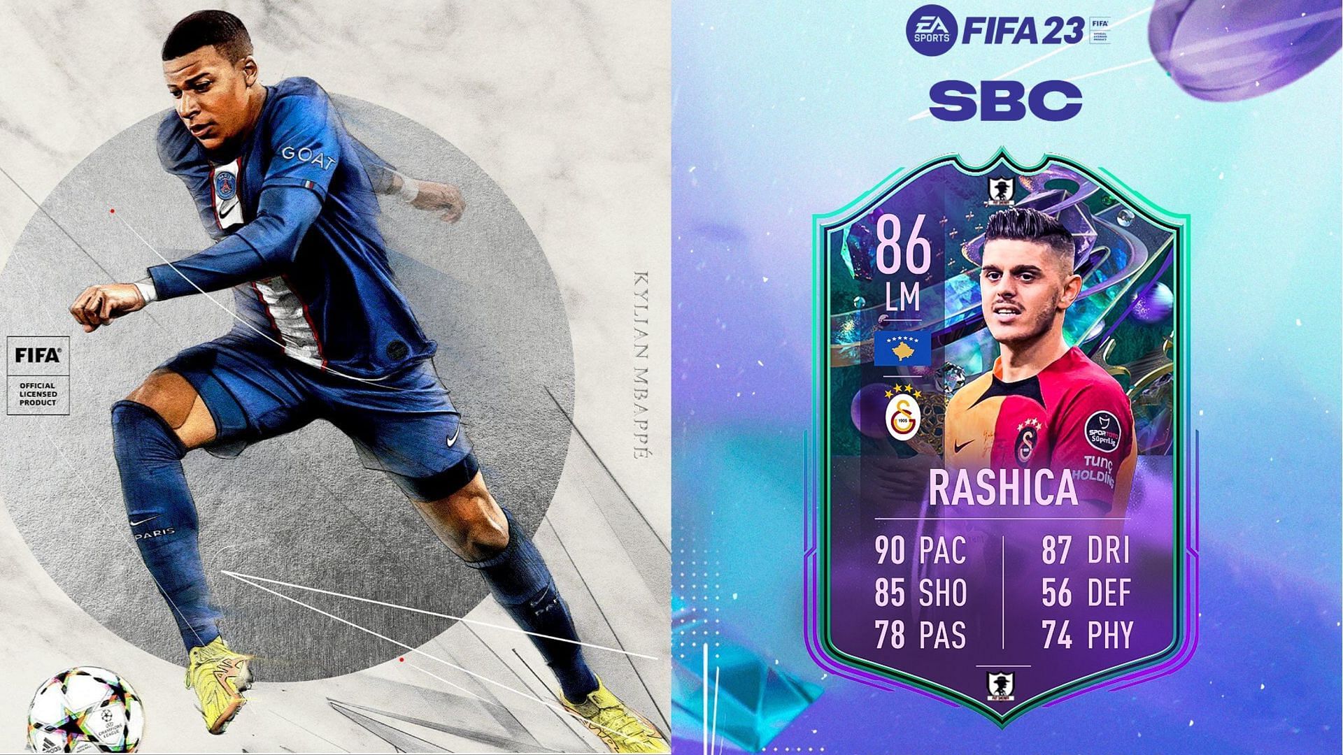 FIFA 23 players could find an affordable solution when the Milot Rashica Fantasy FUT SBC (Images via EA Spots, Twitter/FUT Sheriff)