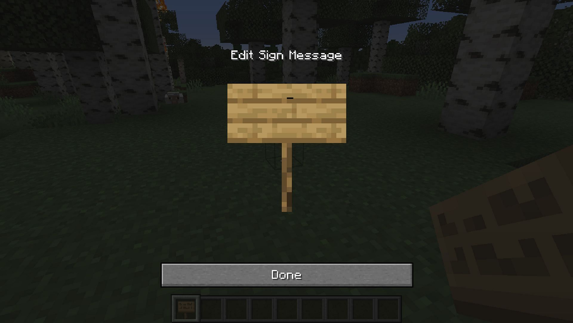 Editing a sign in Minecraft 1.20 only takes a single action (Image via Mojang)
