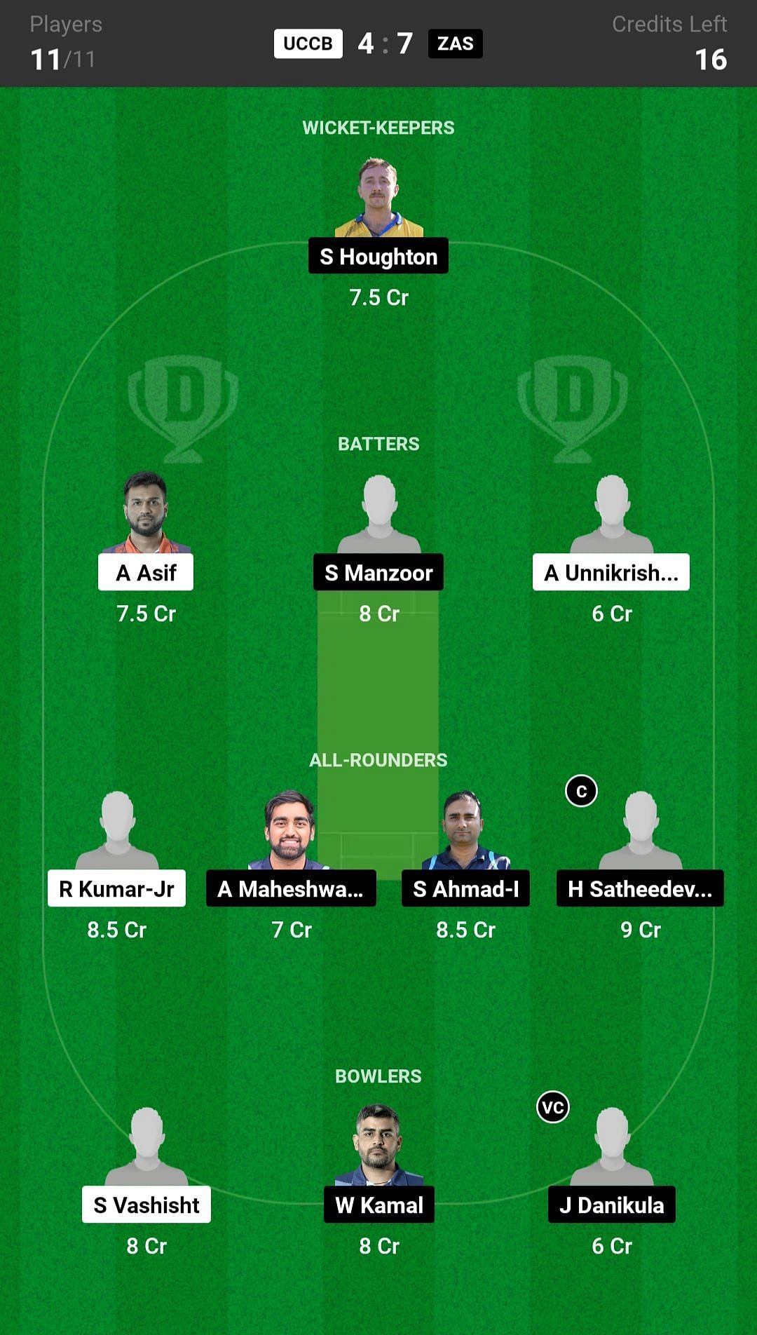 Zagreb Sokol vs United CC Bucharest - Dream11 Fantasy suggestion #2 [Grand League]