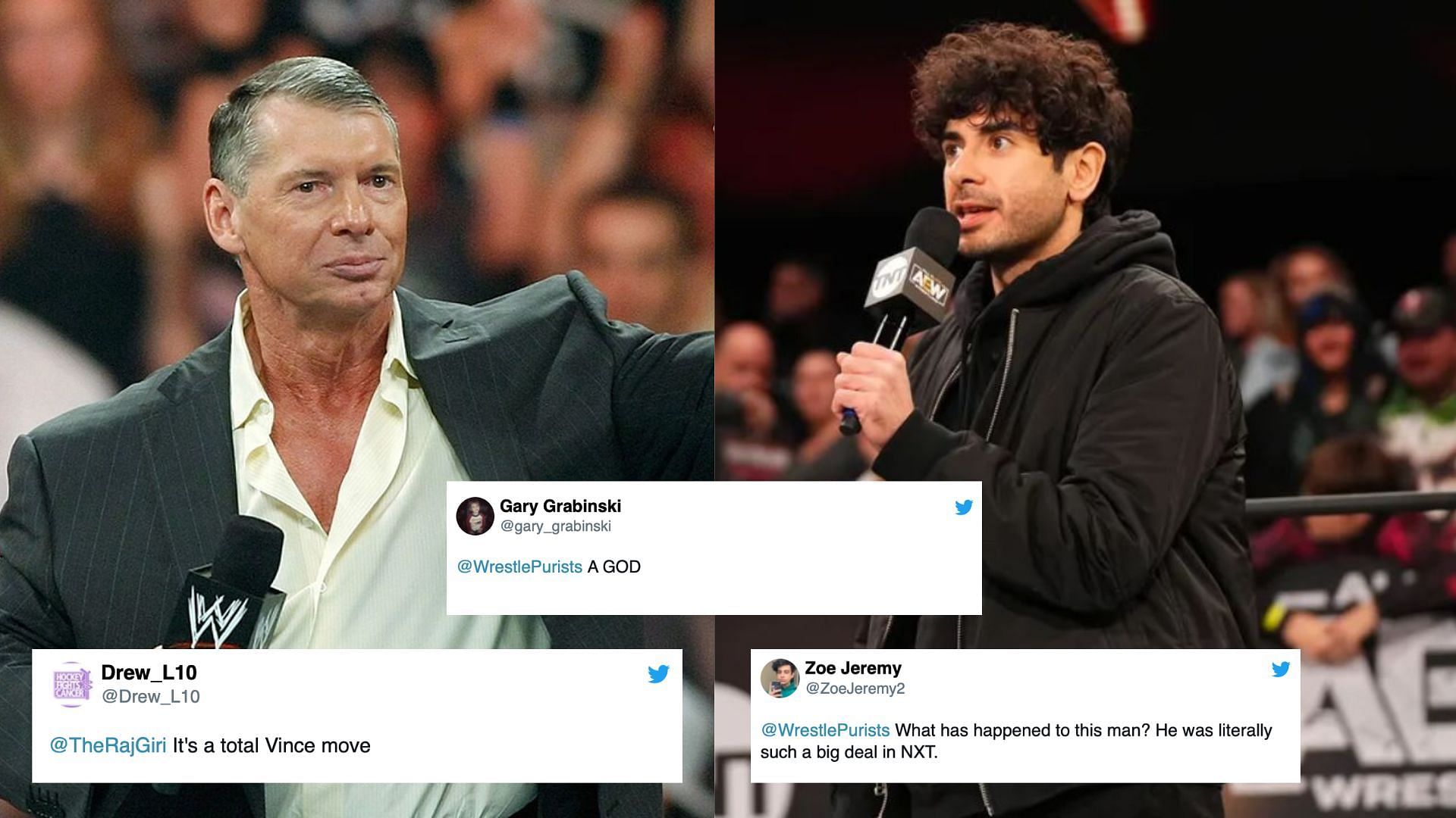 Vince McMahon (left); Tony Khan (right