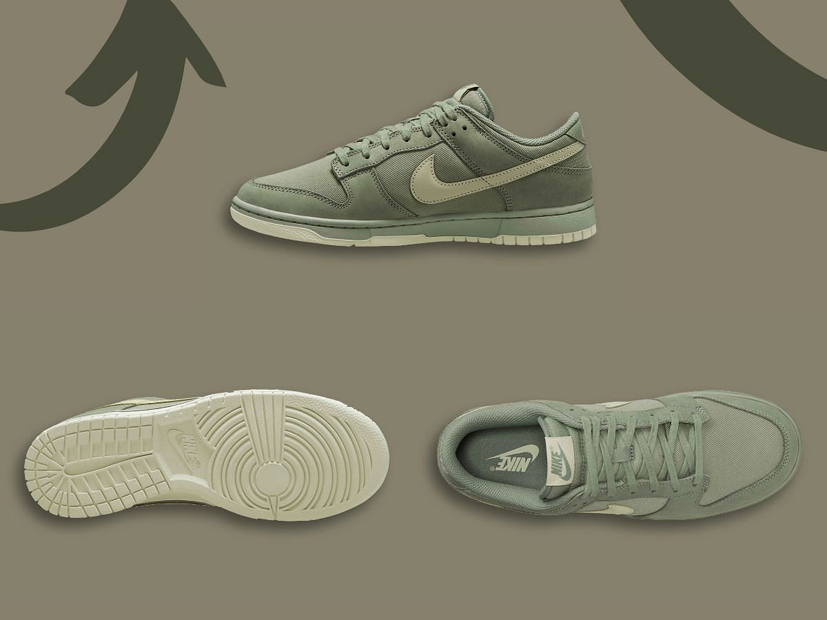 The upcoming Dunk Low Premium &quot;Oil Green&quot; sneakers are rumored to release during the Holidays 2023 (Image via Sportskeeda)