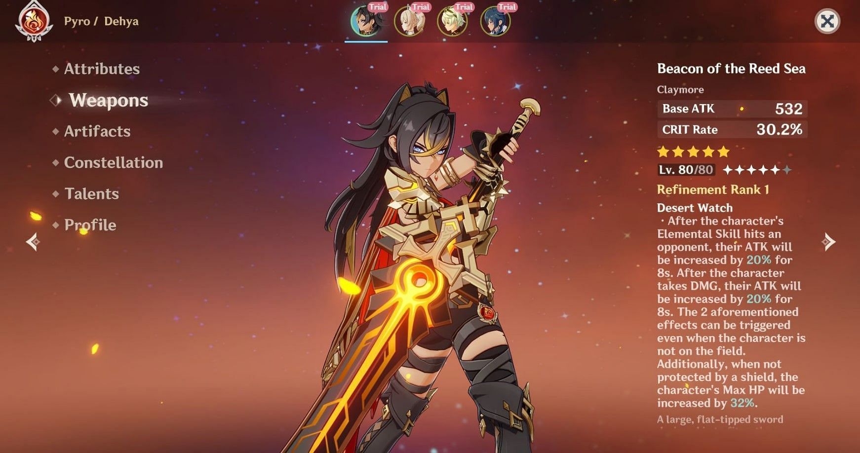 Dehya with her BiS weapon (Image via HoYoverse)