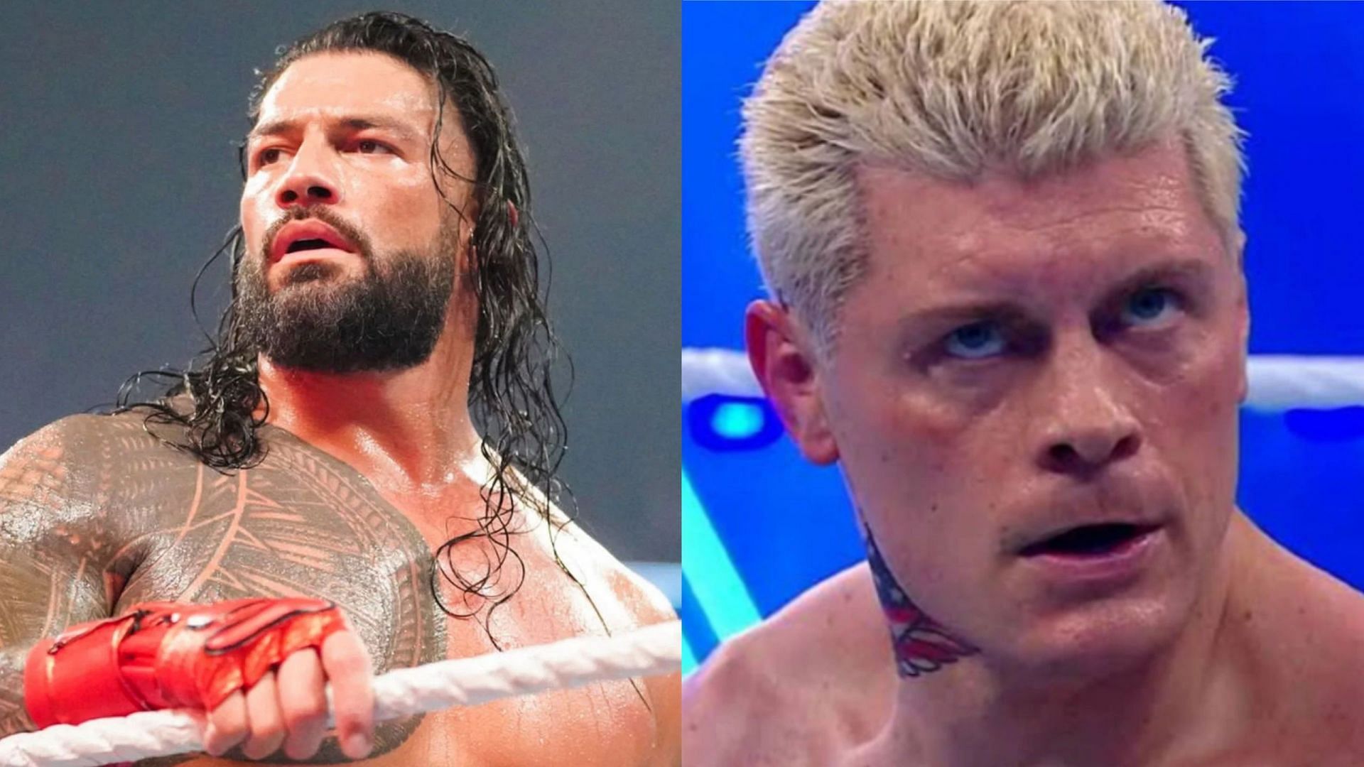 Roman Reigns (left); Cody Rhodes (right)
