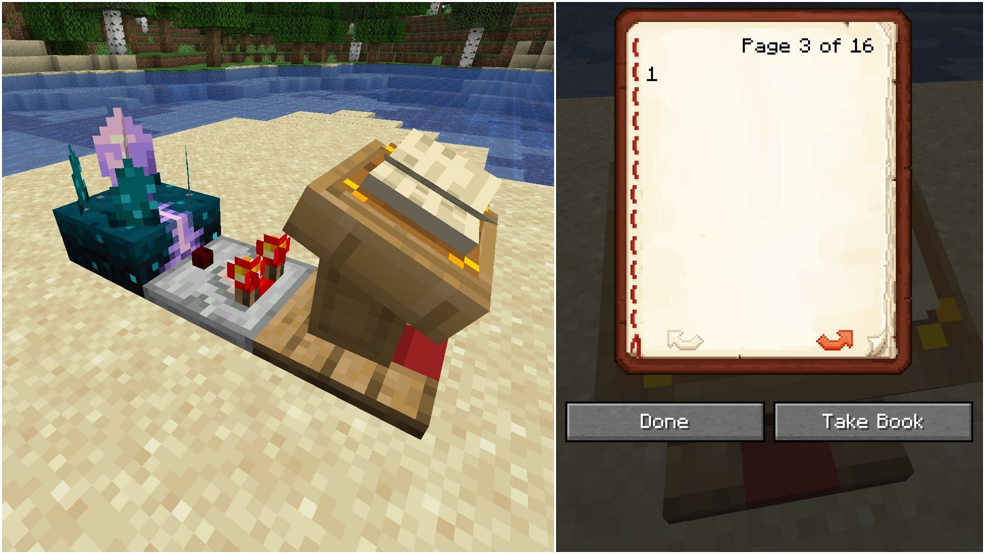 A calibrated sculk sensor&#039;s detection level can be changed with a lectern and a book in Minecraft 1.20 Trails and Tales update (Image via Mojang)