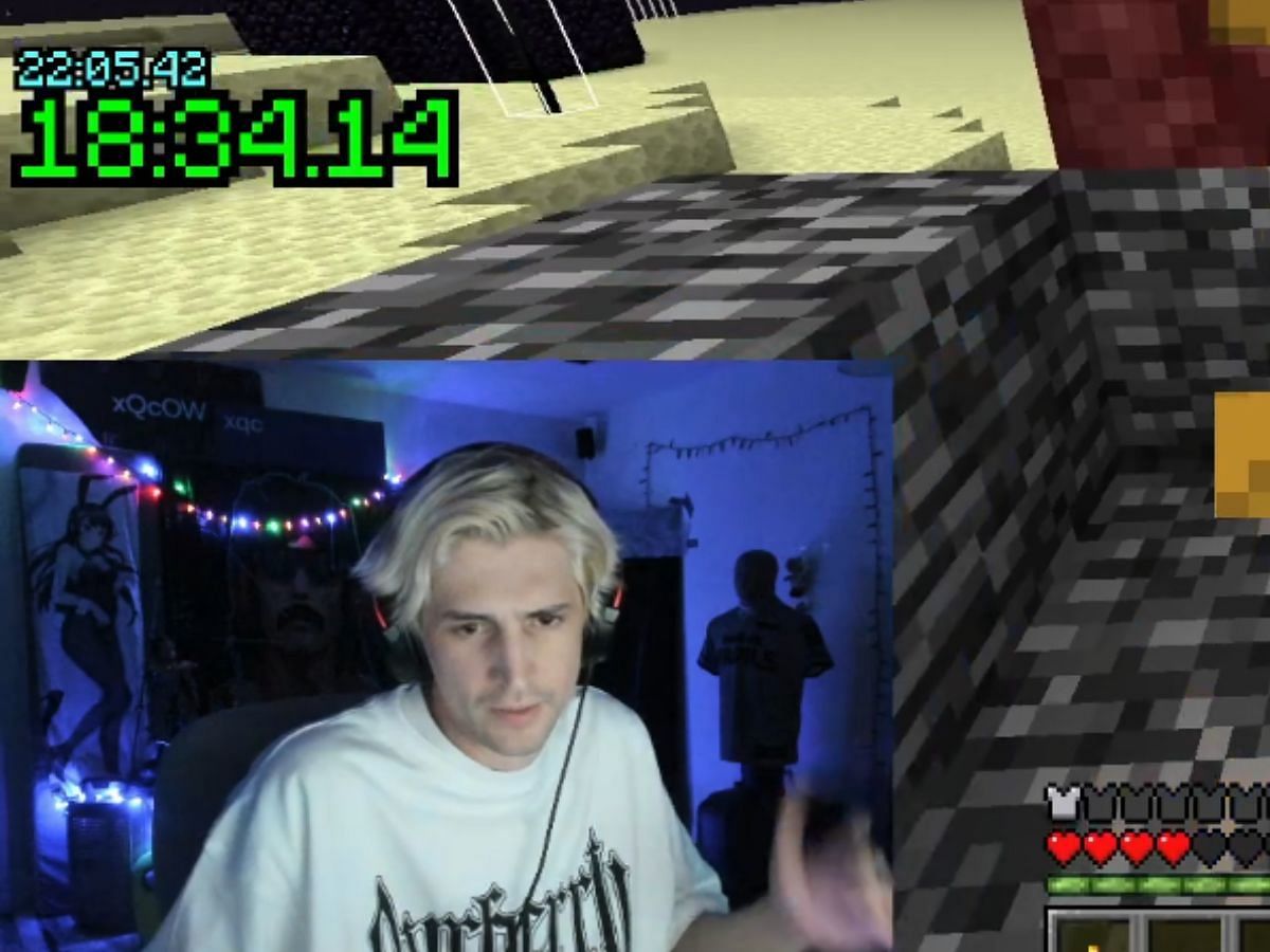 xQc clocks a new personal best in Minecraft speed run (Image via Twitch)