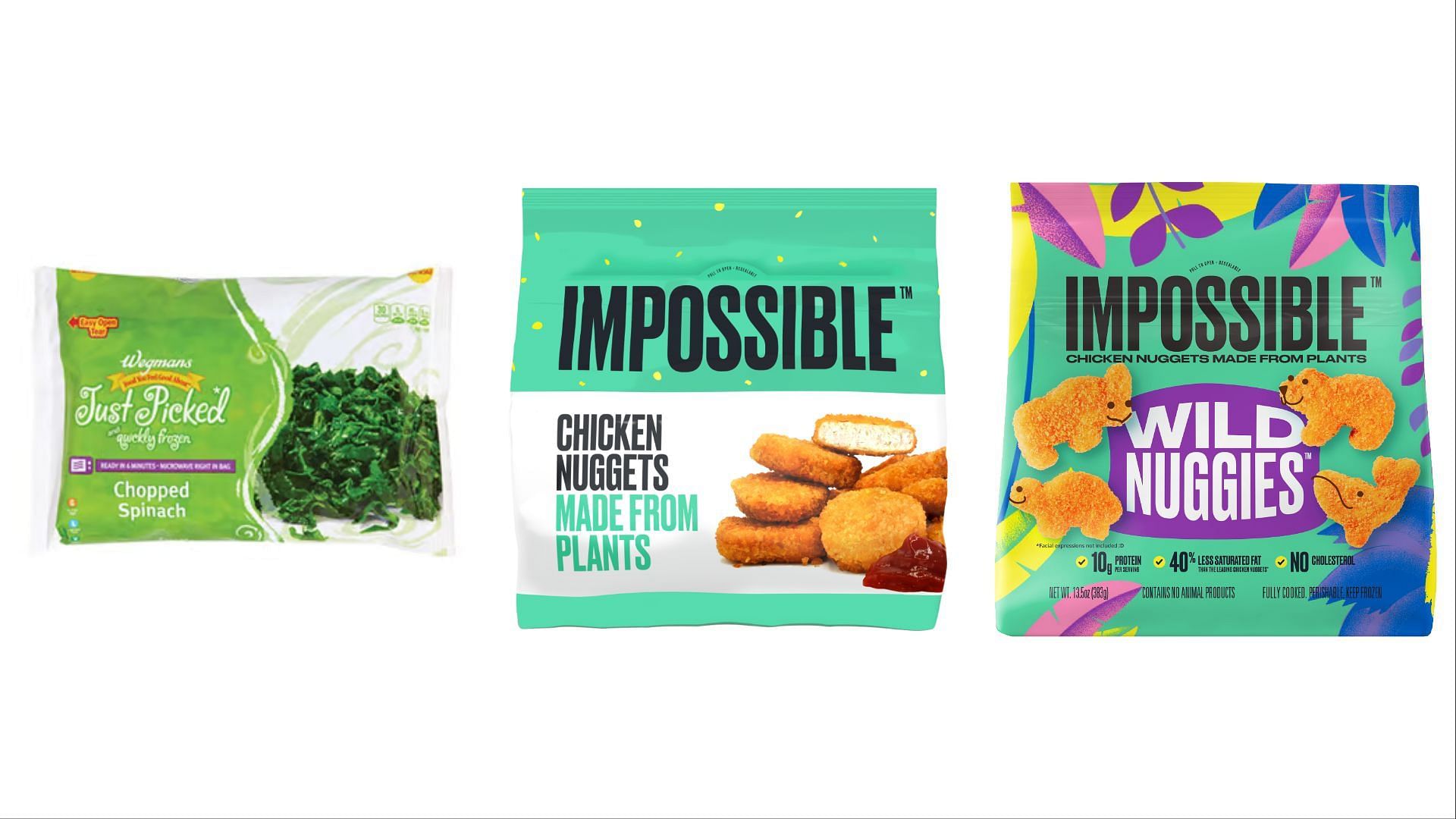 the frozen spinach and Impossible Chicken Nuggets &amp; Wild Nuggies are being recalled over potential contamination concerns (Image via Wegmans Food Market)
