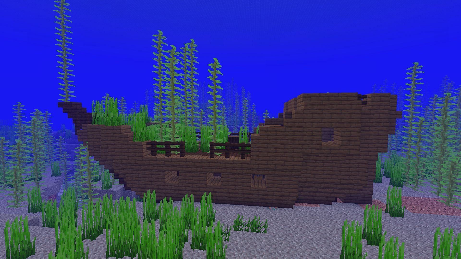 Shipwrecks contain one or two treasure chests with a buried treasure map in Minecraft (Image via Mojang)