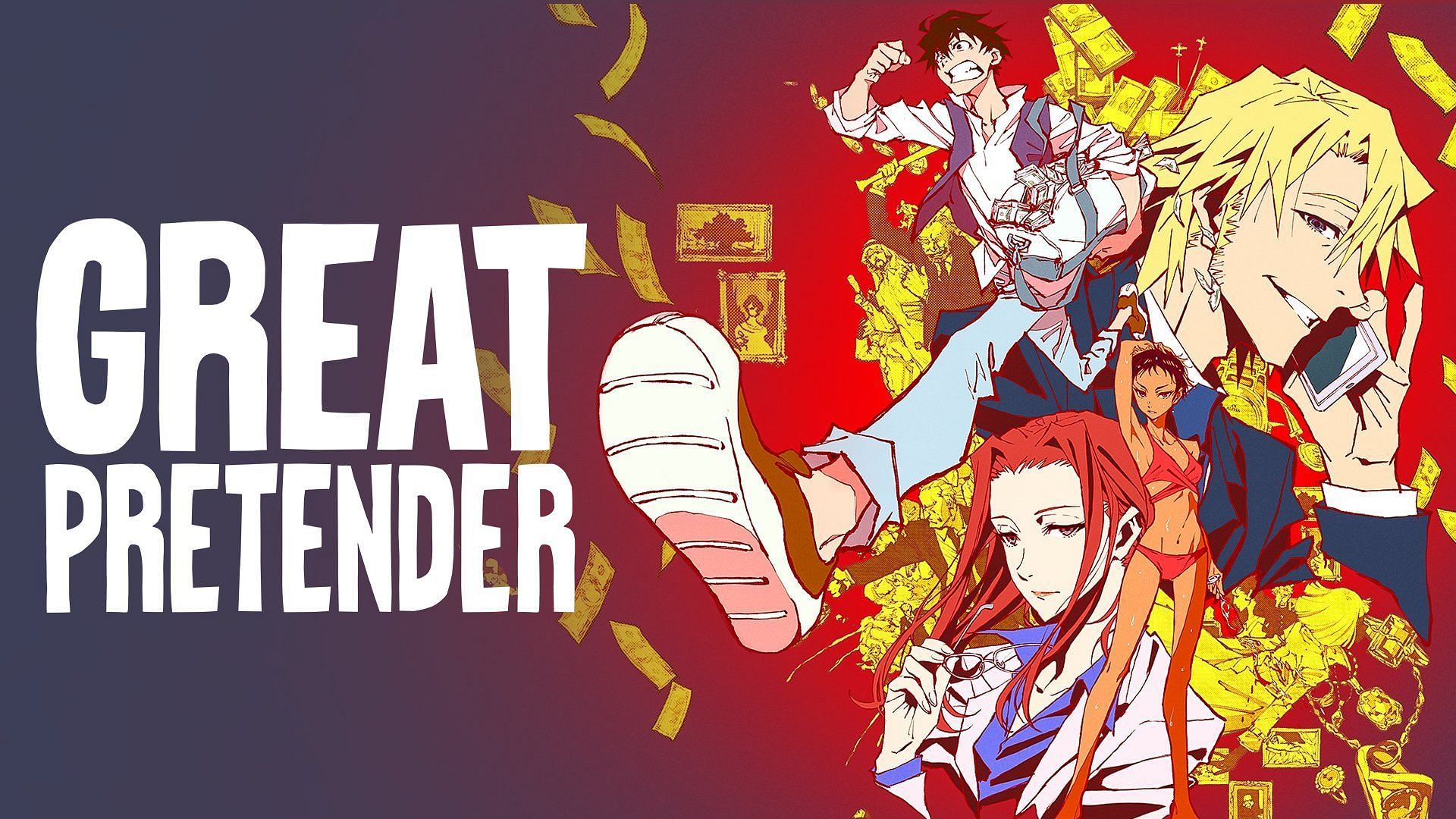 A key visual for the Great Pretender anime series (Image via Netflix)