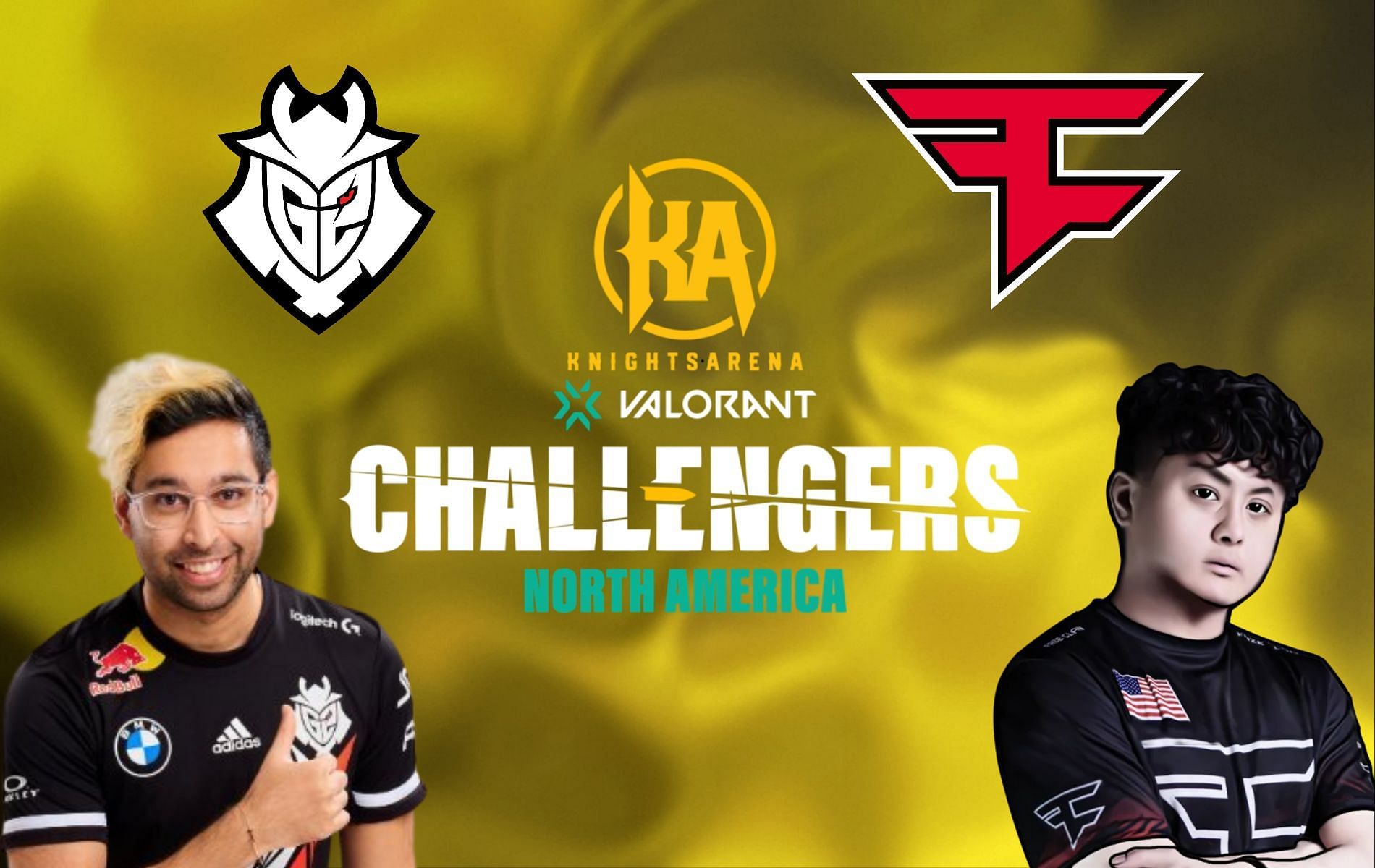 FaZe Clan vs G2 Esports: Who will win today&rsquo;s knockout quarterfinal series in VCT Challengers NA Mid-Season Face Off? (Image via Sportskeeda)