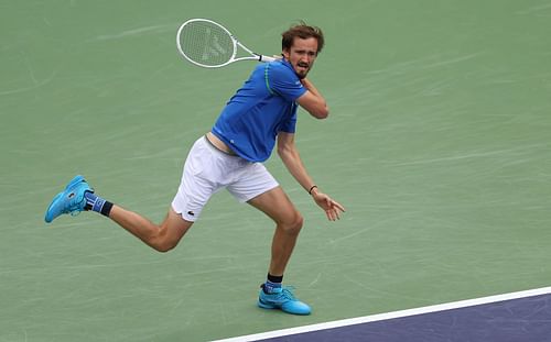 Daniil Medvedev in action at the Indian Wells Open final