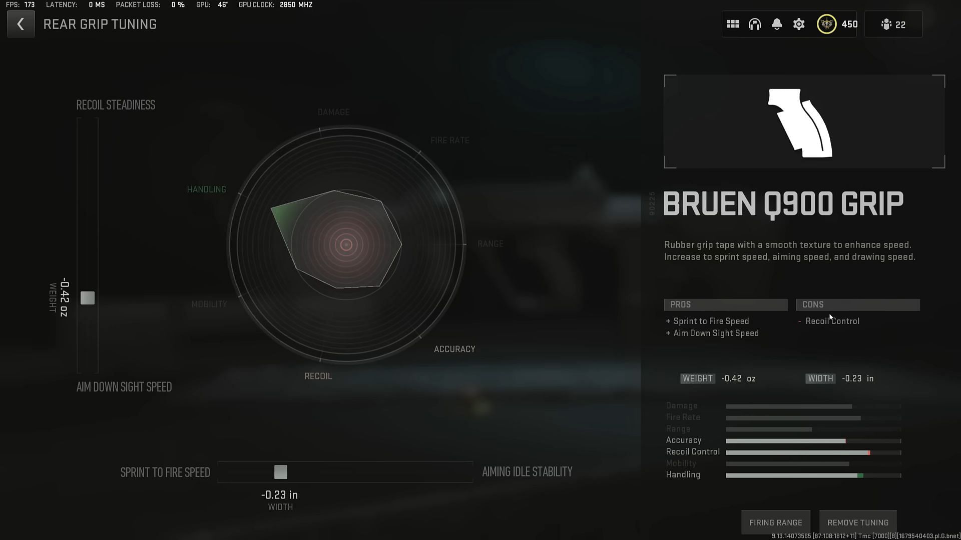 Tuning for Bruen Q900 Grip (Image via Activision and YouTube/Metaphor)