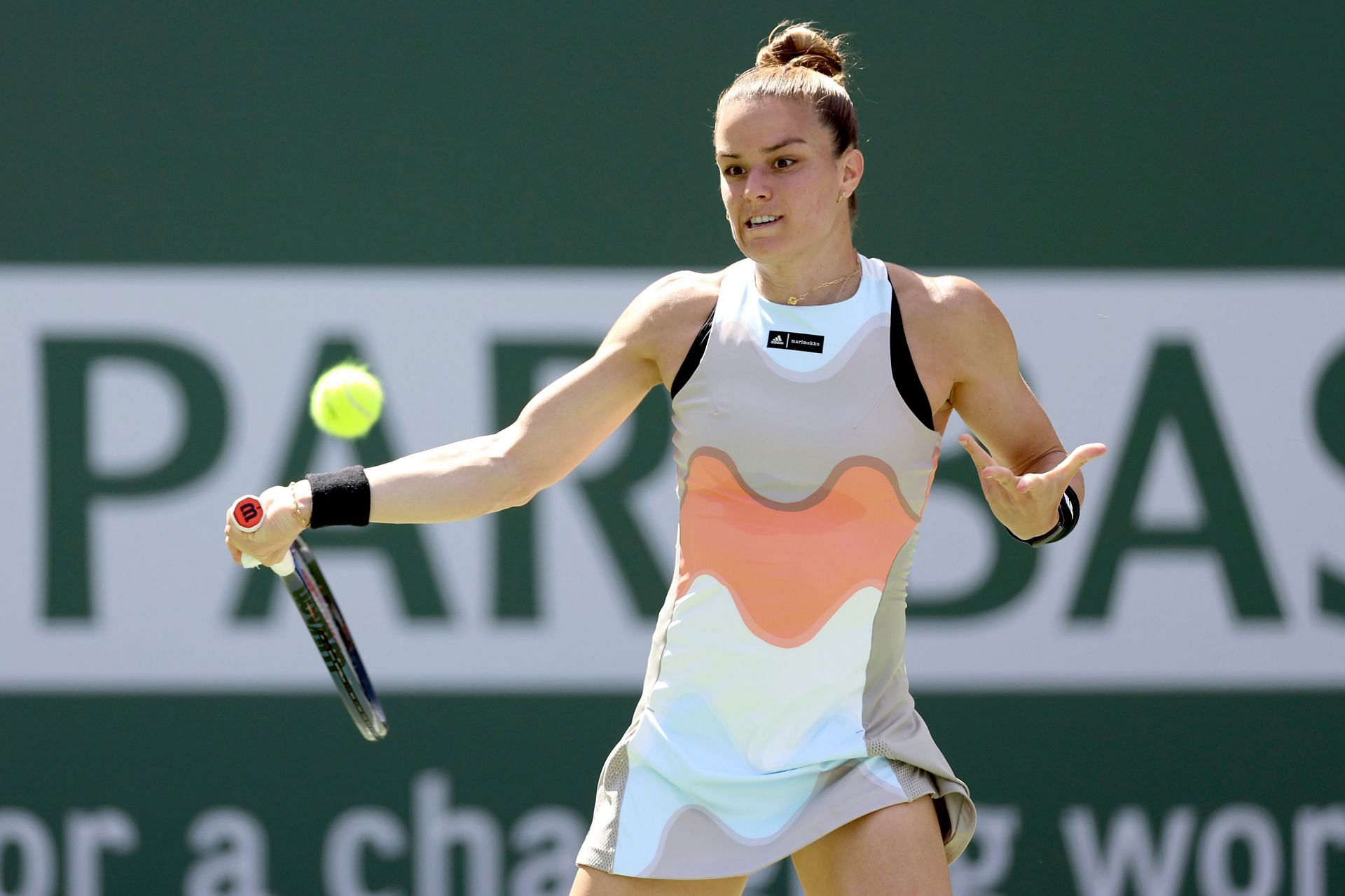 Maria Sakkari in action at the BNP Paribas Open