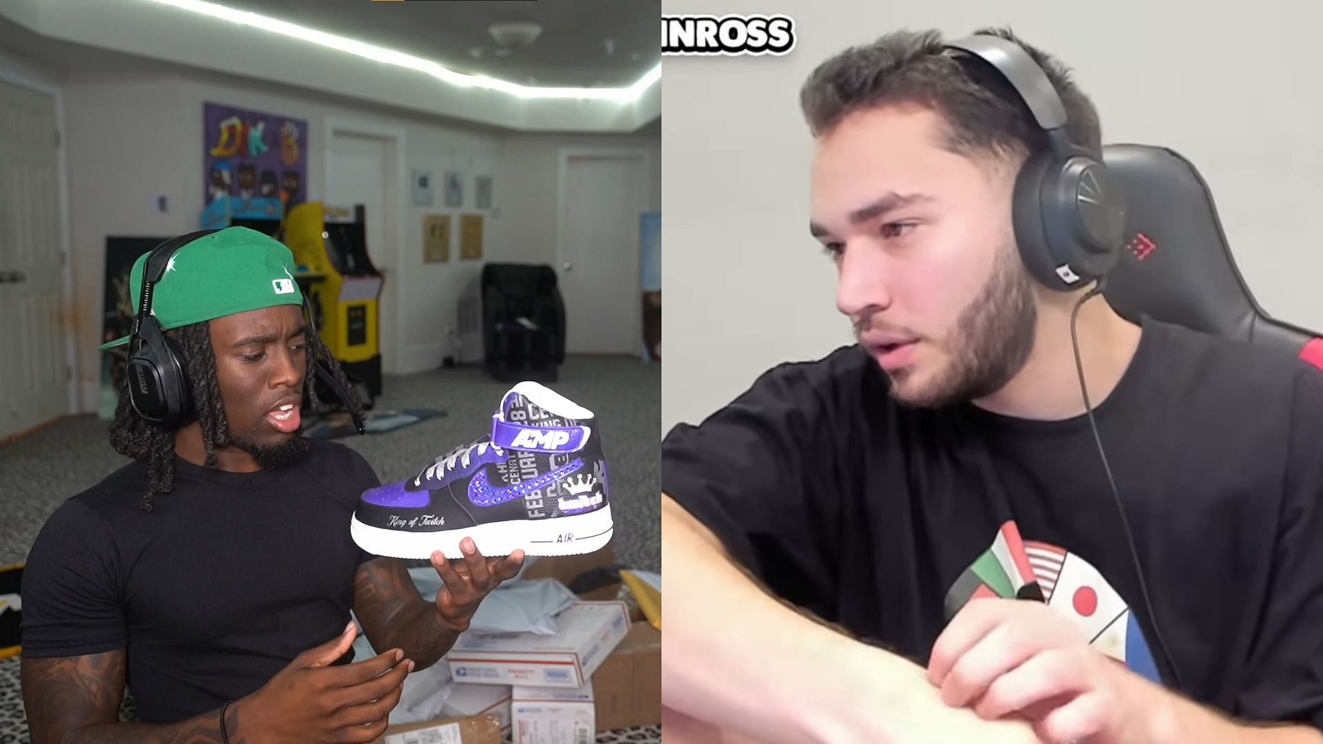 Adin Ross reacts to Twitch giving Kai Cenat a shoe (Image via Sportskeeda)