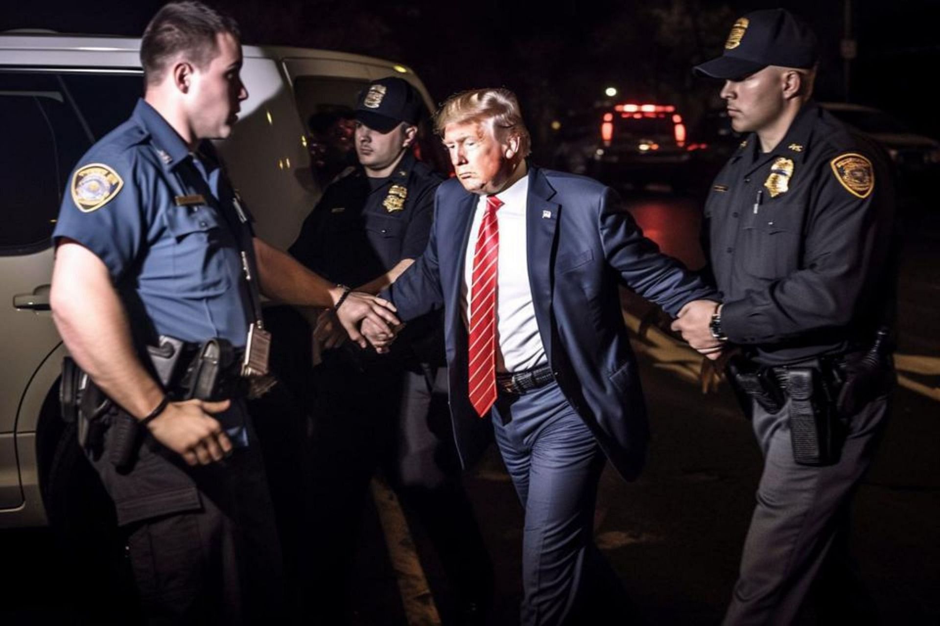 Fake picture of Trump being detained going viral (Image via Twitter)