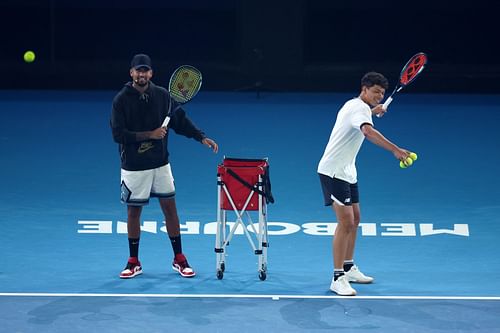 Nick Kyrgios (L) and Ben Shelton