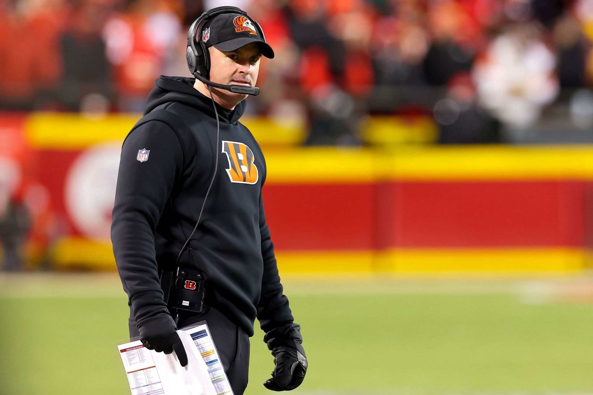 Head coach Zac Taylor of the Cincinnati Bengals looks on during the third quarter against the Kansas City Chiefs