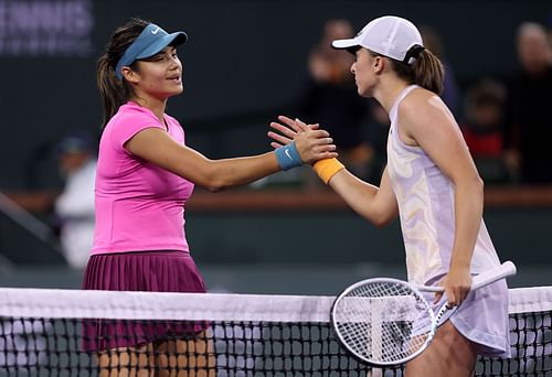 Emma Raducanu and Iga Swiatek at the BNP Paribas Open.