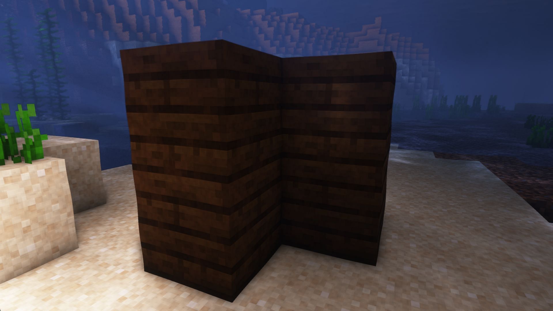 Dark Oak is a great wood block to be used in underwater builds in Minecraft (Image via Mojang)