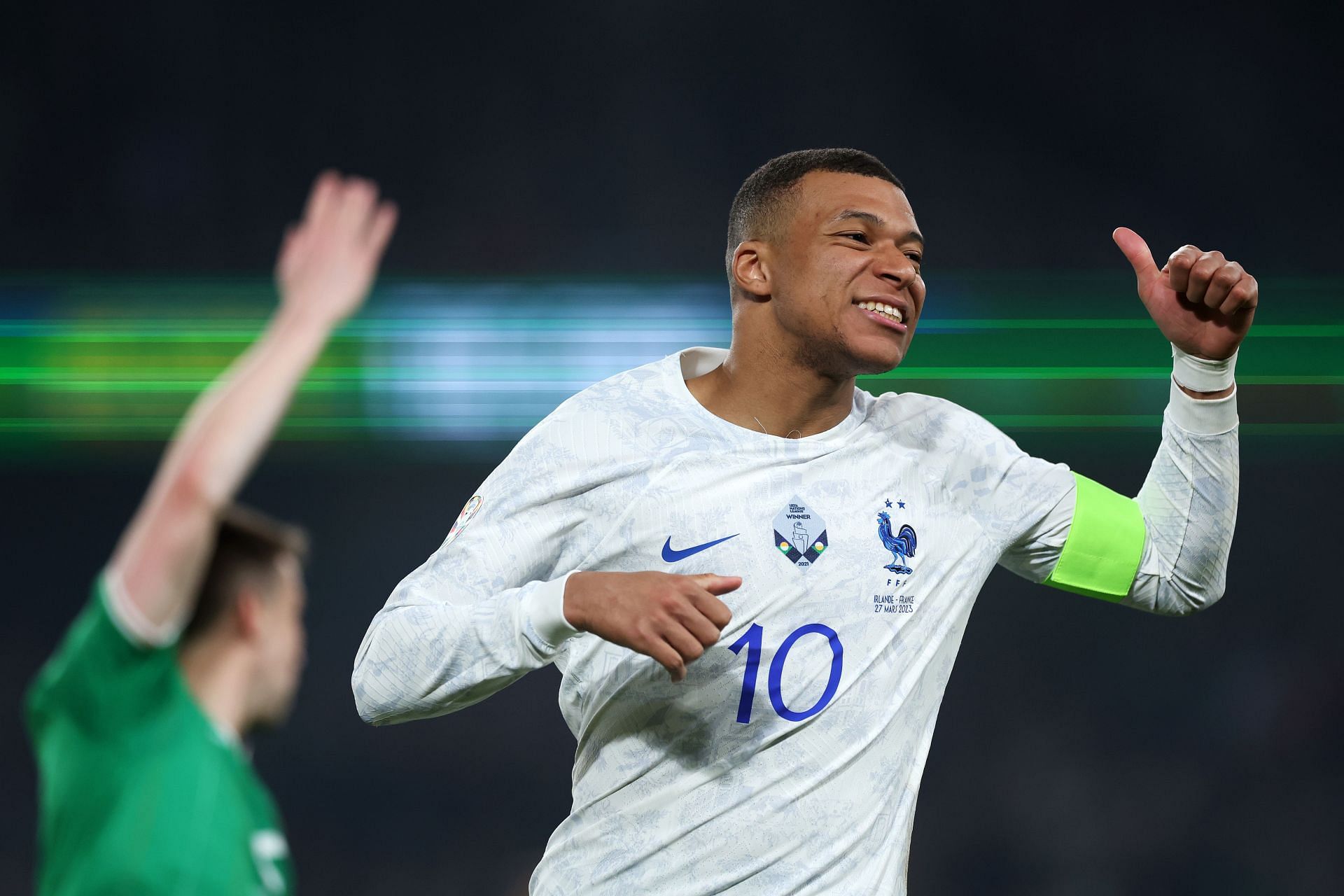 Mbappe (above) heaped praise on the Irish teenager.