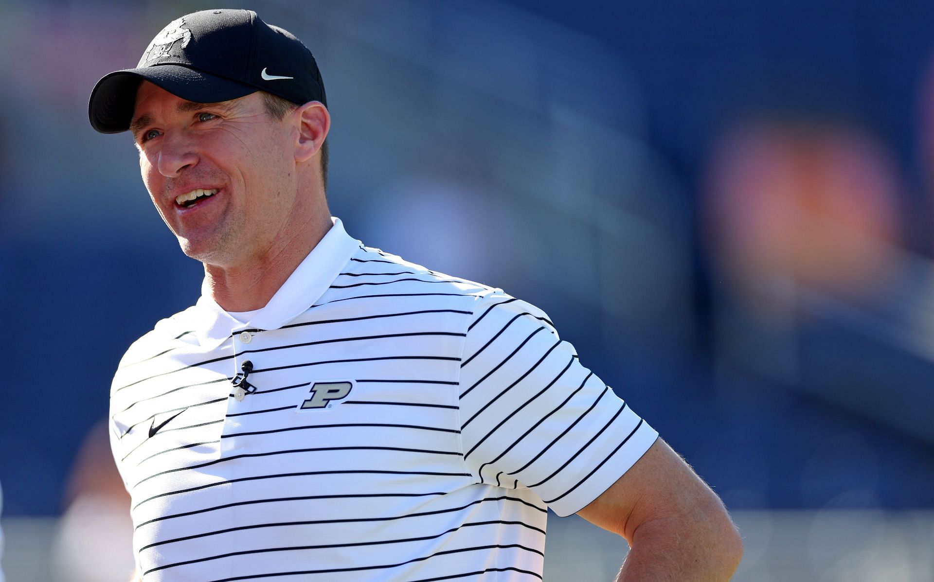 Quarterbacks coach Drew Brees of the Purdue Boilermakers looks on during the Cheez-It Citrus Bowl against the LSU Tigers