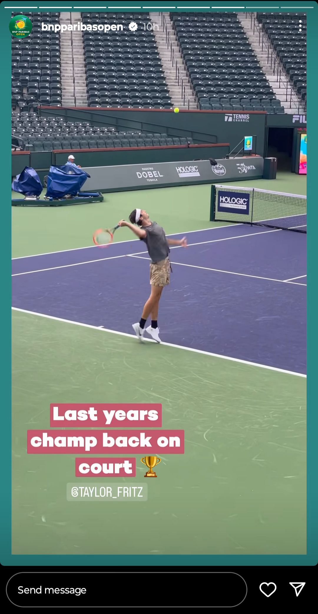 The American during a practice session in the Indian Wells Tennis Garden