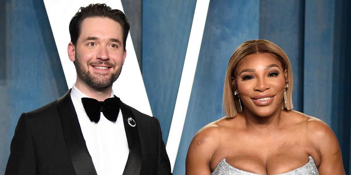 Alexis Ohanian (L) and Serena Williams