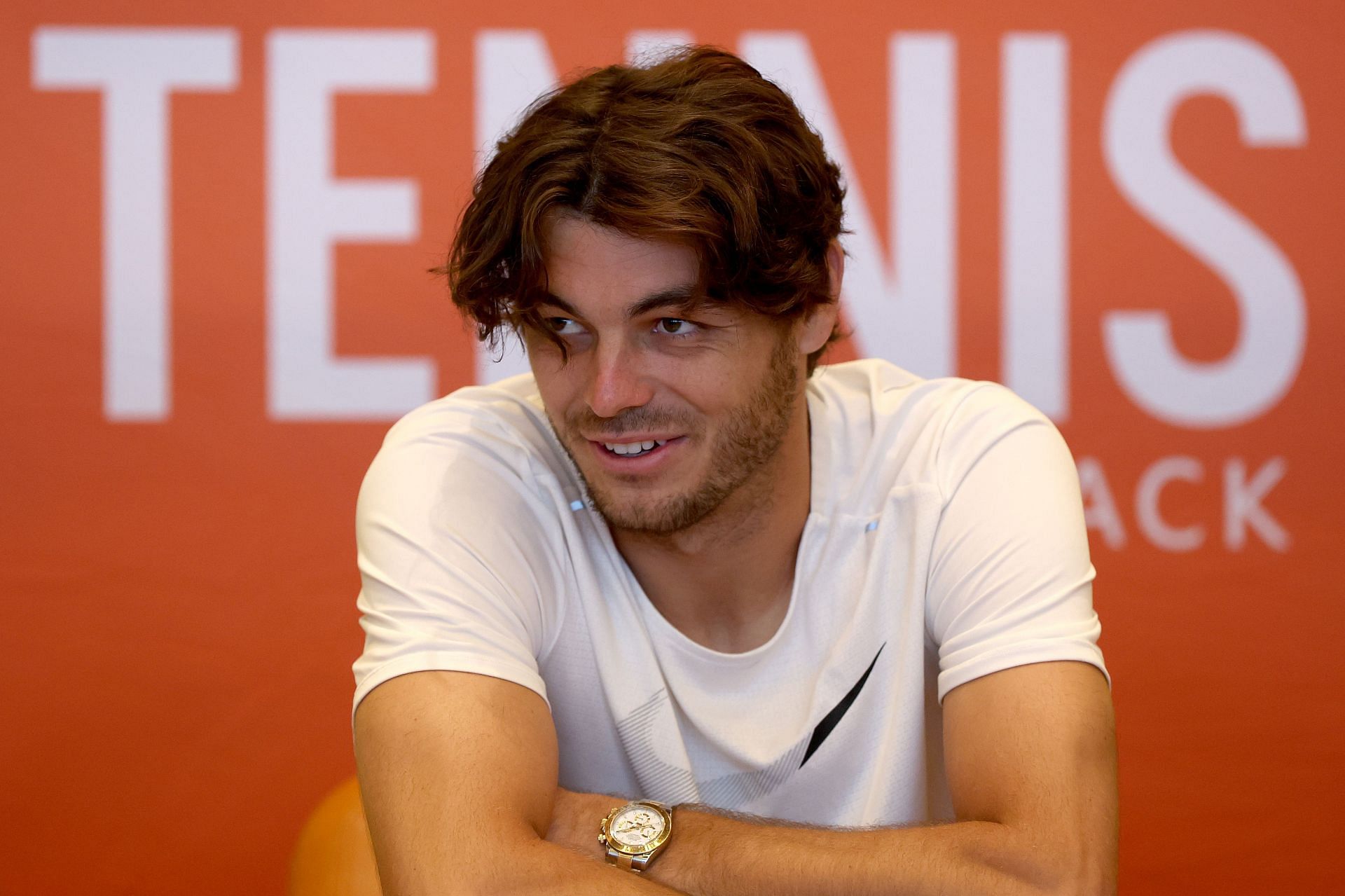 Taylor Fritz speaks to the press at the 2023 Miami Open