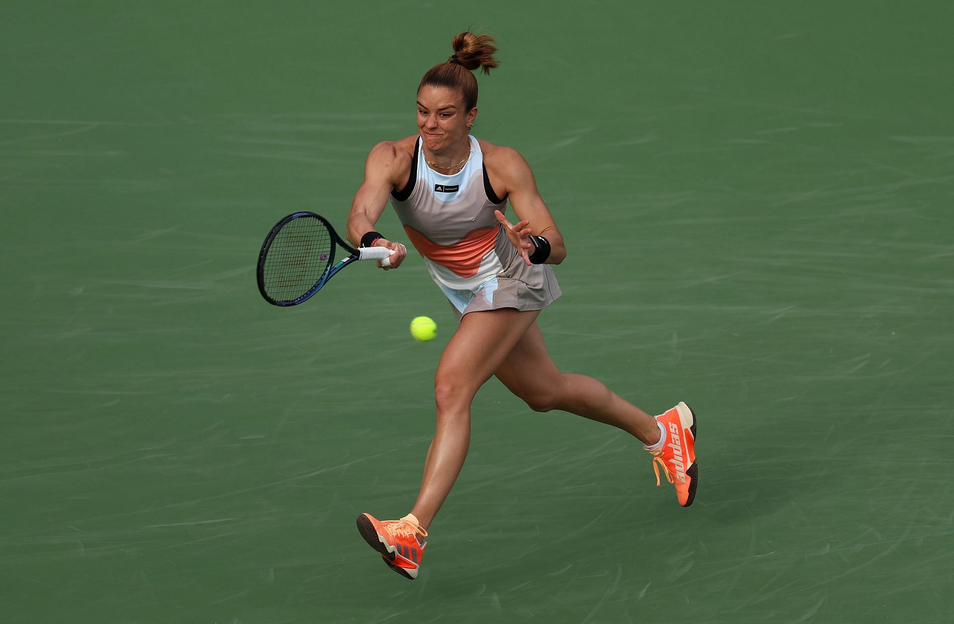 Maria Sakkari in action at the BNP Paribas Open