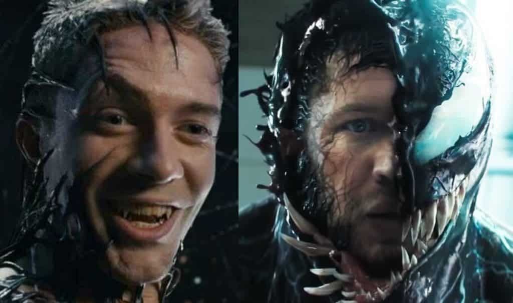 Topher Grace and Tom Hardy as Venom